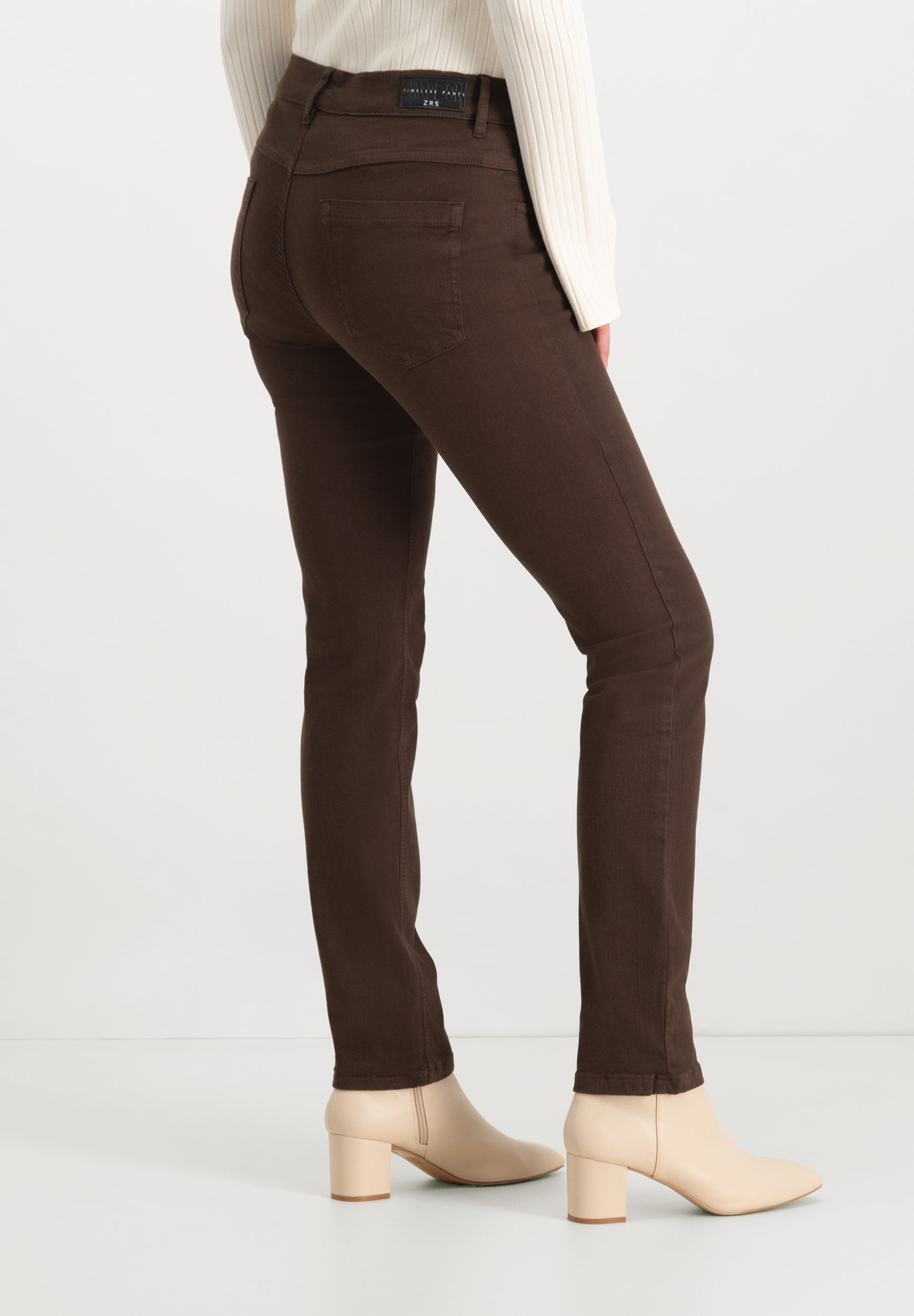 Twigie Coloured Shape-On Straight Jeans | Chocolate