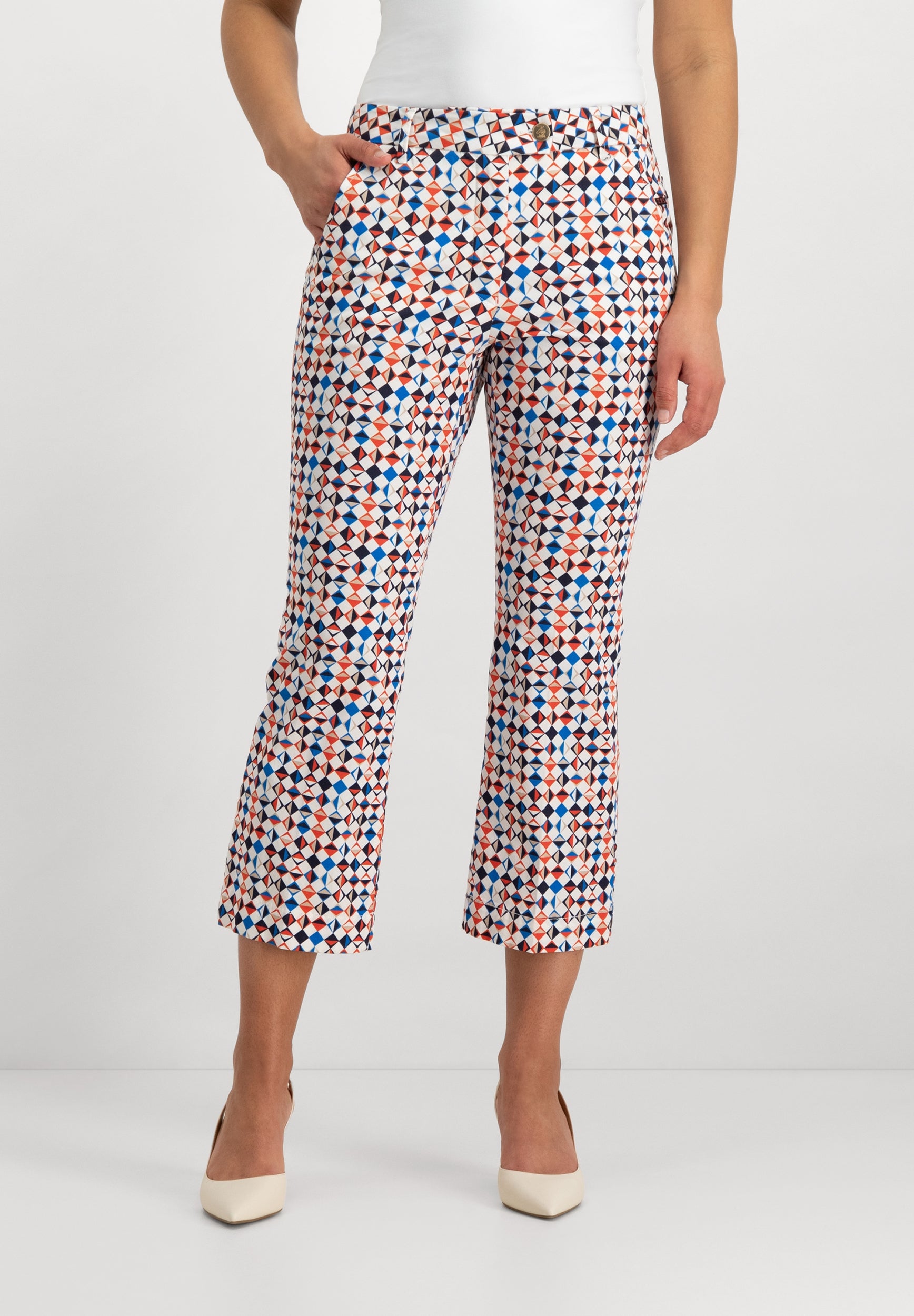 Verena Bootcut Chino Pants | White Mixed Colours