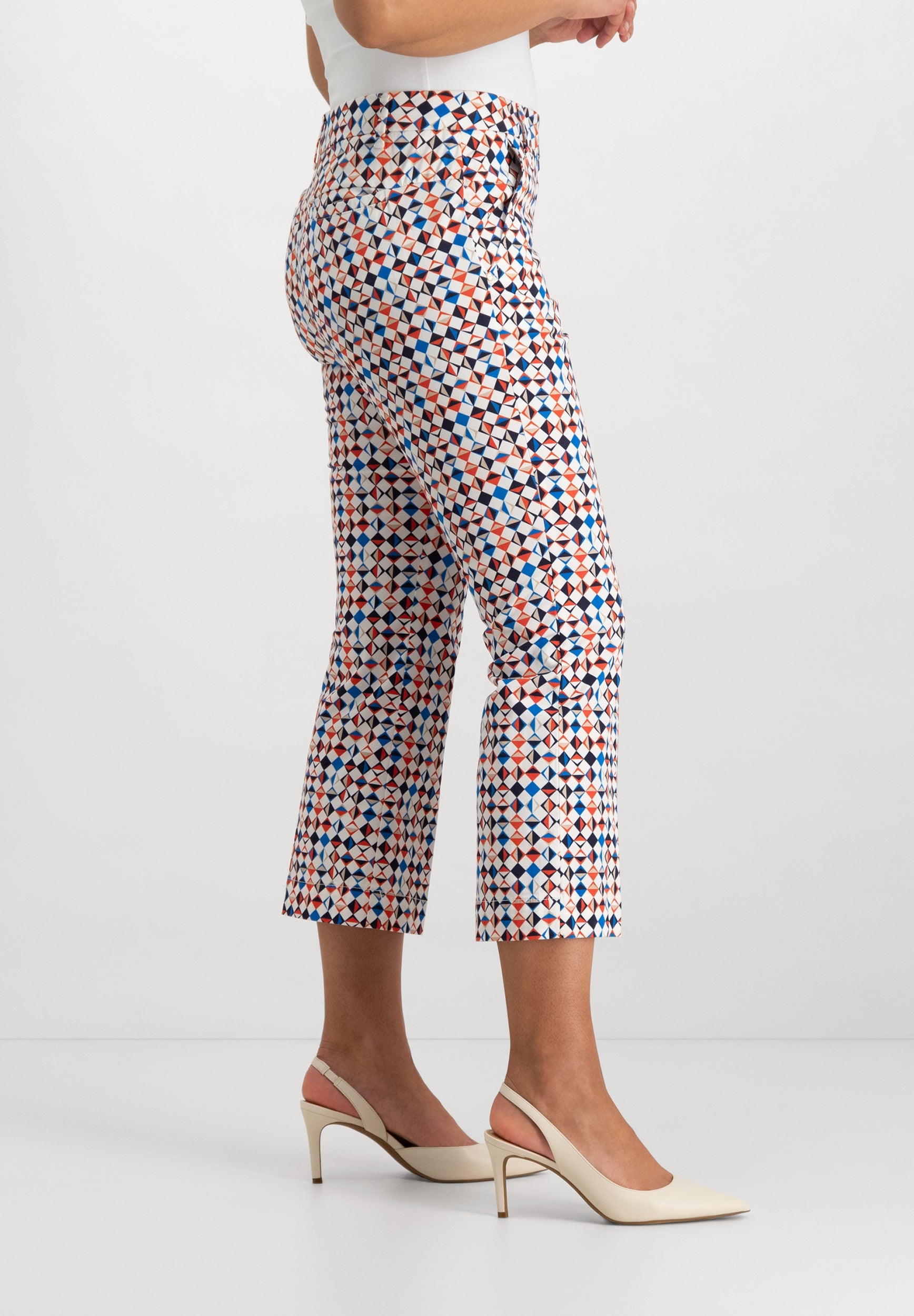 Verena Bootcut Chino Pants | White Mixed Colours